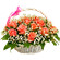 Poetry of feelings. Beautifully decorated basket of pink roses with assorted greens.. Nizhny Novgorod