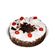 Biscuit cake with cherry. 5 red roses are delivered along with a cake.. Nizhny Novgorod